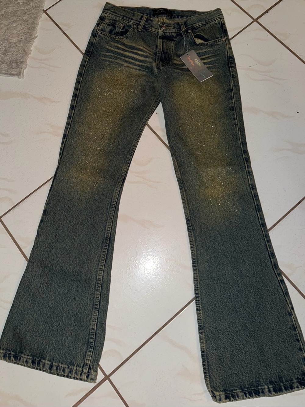 NWT Casta & Puro Jean Siracusa Gold Wash Bootcut Jeans Size 27 Rare Y2K Denim